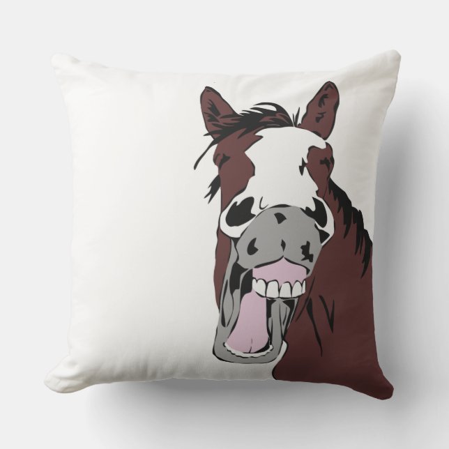 Cartoon-Zuchtbetrieb für Fun Horse Laughing Kissen (Vorderseite)