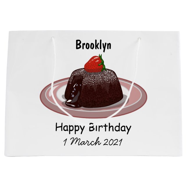 Cartoon zur Darstellung von Lavakuchen Große Geschenktüte (Vorderseite)