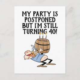 Cartoon zur Stornierung von Geburtstagspartys vers Postkarte