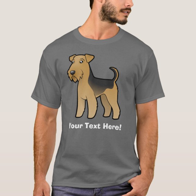 Cartoonairedale-Terrier/Waliser-Terrier T-Shirt (Vorderseite)