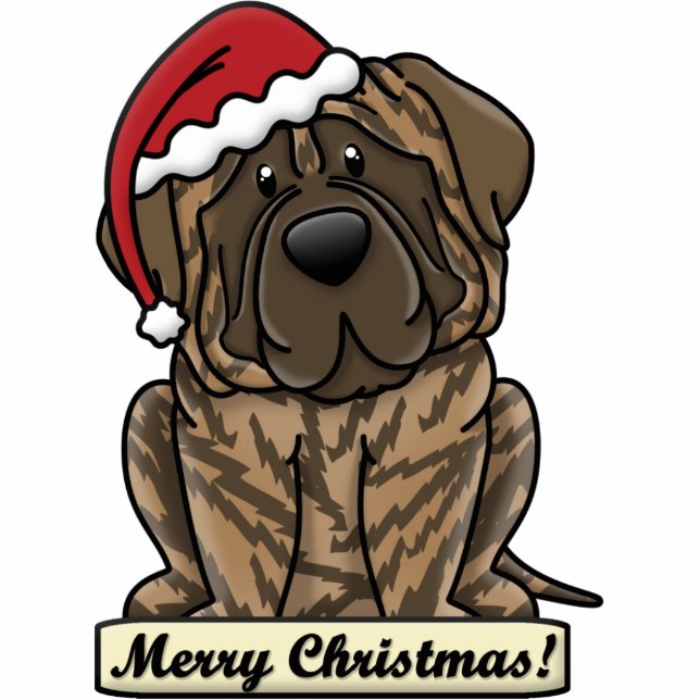 CartoonBrindle Mastiff Fotoskulptur Ornament (Vorne)
