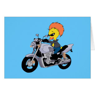 Cartoonente auf einem coolen Motorrad