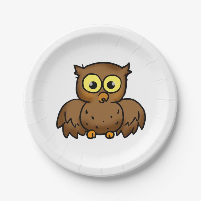 Cartooneulenvogel Pappteller (Vorderseite)