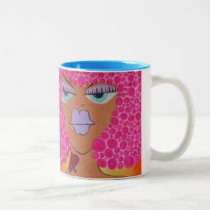 Cartoonfrauenafrotätowierungs-Kaffee-Tasse Zweifarbige Tasse