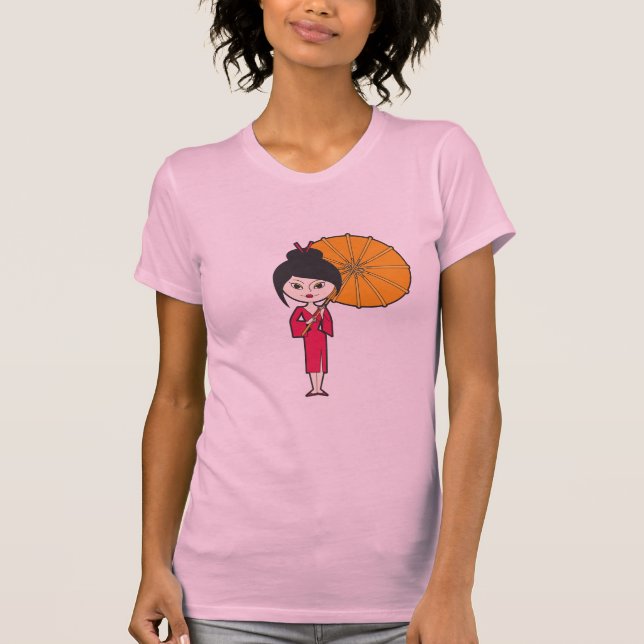 Cartoongeisha-Dame T-Shirt (Vorderseite)