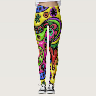 Cartoongekritzel-Bratenfettfarbe abstrakt Leggings
