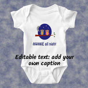 Cartoongewohnheitstext der Nachteulen lustiger Baby Strampler