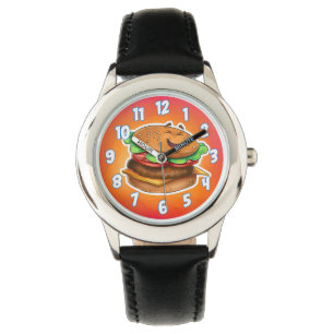 Cartoonhamburgeruhr Armbanduhr