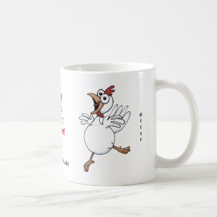 Cartoonhuhn, "ich glaube Geflügel ohne Koffein". Tasse