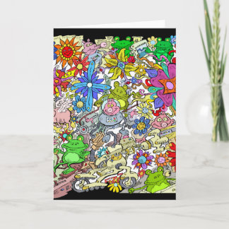 Cartoonillustration, der Schweine, der Blumen und Feiertagskarte