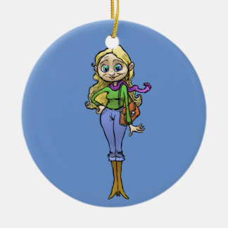 Cartoonillustration einer schönen Frau Keramik Ornament