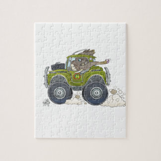 Cartoonillustration eines Elefanten, der einen Puzzle