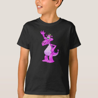 Cartoonillustration eines lila wellenartig T-Shirt