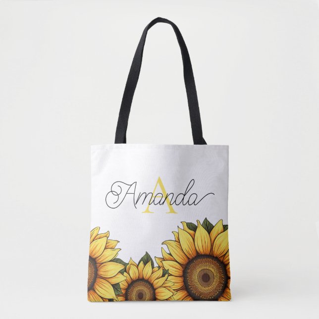 Cartoonish Yellow Custom Monogram Name Sunflower (Vorderseite)