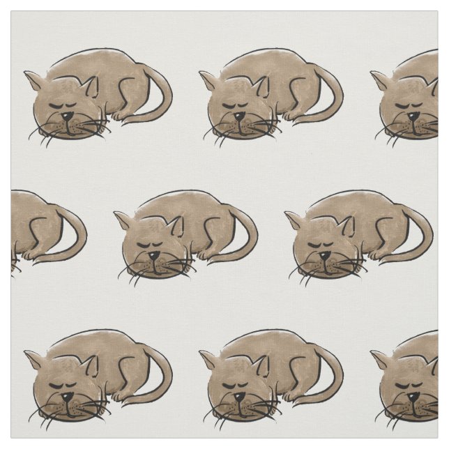 Cartoonkatze - Nickerchen machende Katze Stoff (Muster)