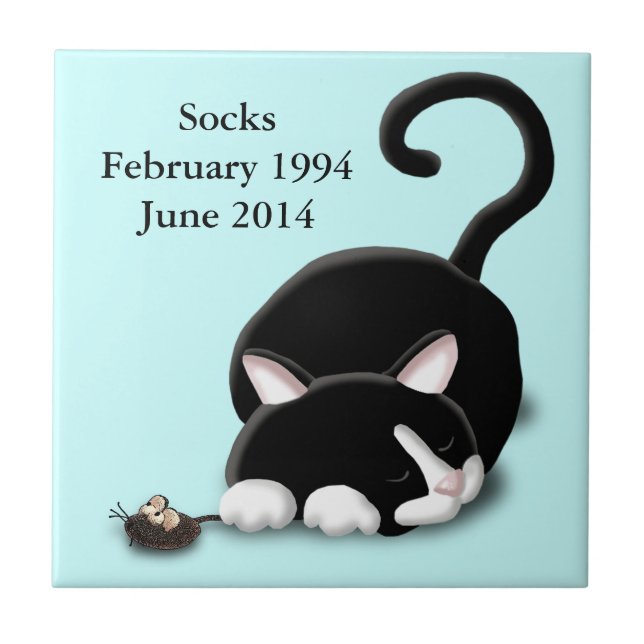 CartoonKitty mit Spielzeugmaus Fliese (Vorderseite)