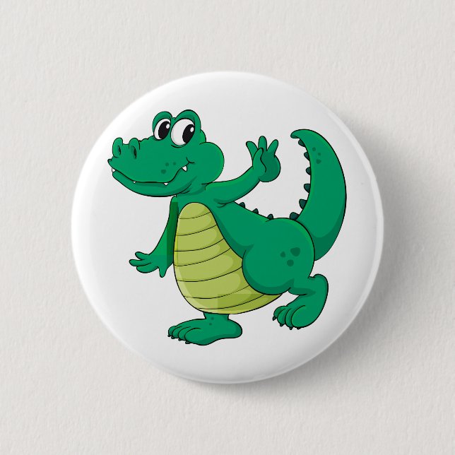 Cartoonkrokodil Button (Vorderseite)