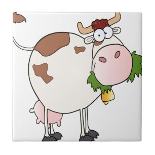 Cartoonkuh, die Gras isst Fliese