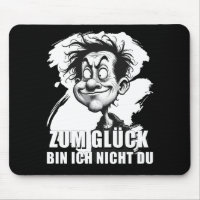 Cartoonkunst mit „Zum Glück…“-Zitat