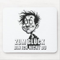 Cartoonkunst mit „Zum Glück…“-Zitat