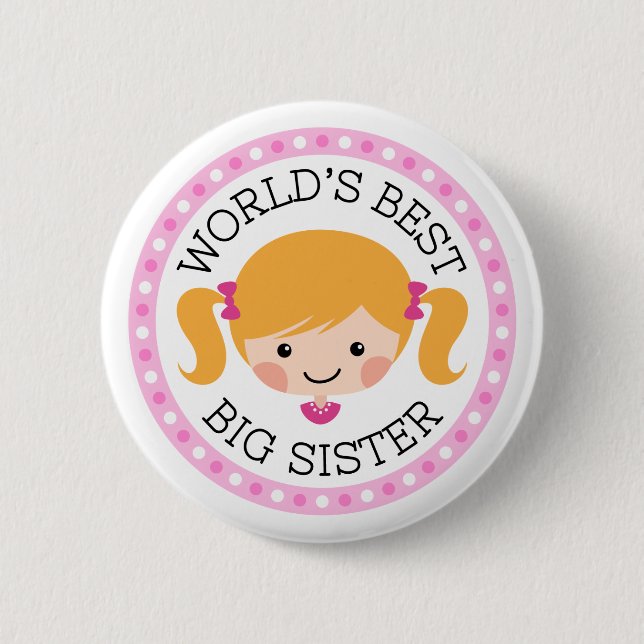 Cartoonmädchens der Weltblondes Haar des besten Button (Vorderseite)