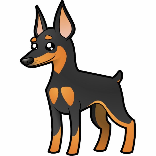 CartoonminiaturPinscher/Manchester-Terrier Fotoskulptur Magnet (Vorne)