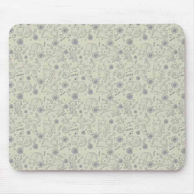 Cartoonmuster mit lustigen Katzen Mousepad (Vorne)