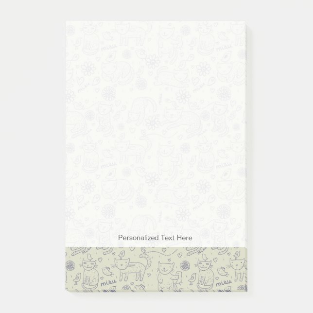 Cartoonmuster mit lustigen Katzen Post-it Klebezettel (Vorderseite)