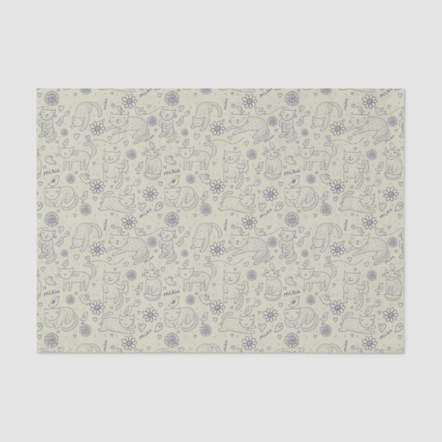 Cartoonmuster mit lustigen Katzen Seidenpapier (Vorderseite)