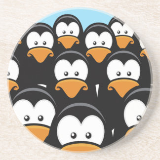Cartoonnachdenkliche Penguin-Armee Sandstein Untersetzer
