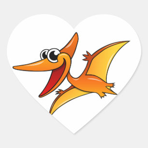 CartoonPterodactyl Herz-Aufkleber