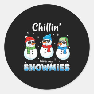 Cartoons chillen mit meinen Schneefreunden, Lustig Runder Aufkleber