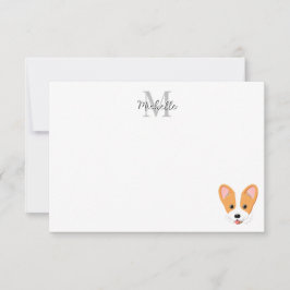 Cartoons Corgi personalisiertes Monogramm Mitteilungskarte