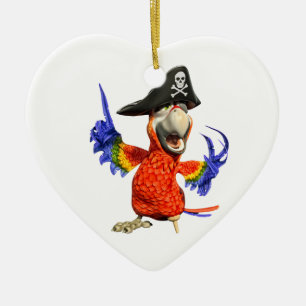 CartoonScarletmacaw-Piraten-Papagei Keramik Ornament