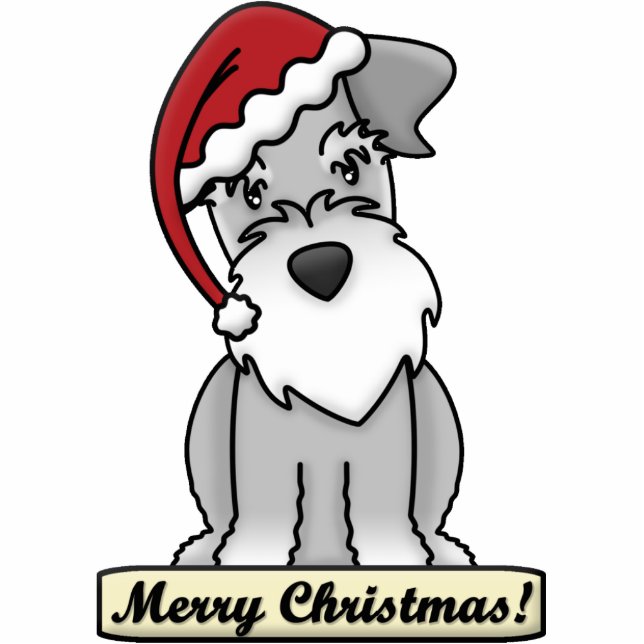 Cartoonschnauzer-Weihnachtsverzierung Fotoskulptur Ornament (Vorne)