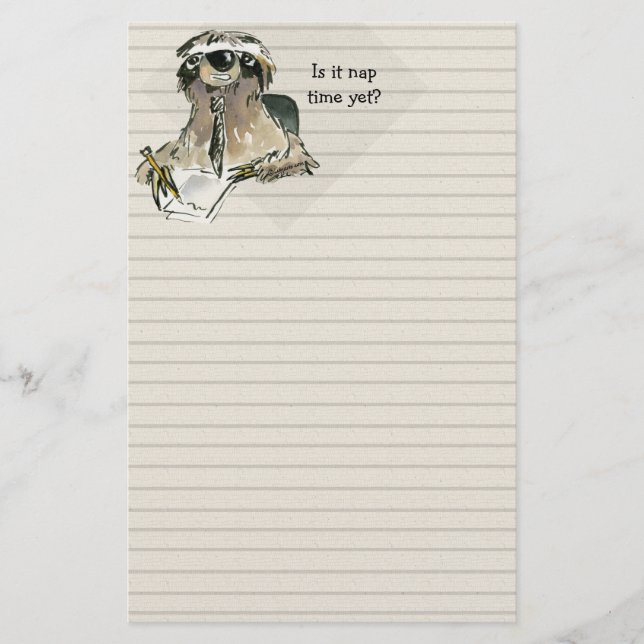Cartoonsloth-Nickerchen-Zeit Briefpapier (Vorderseite)