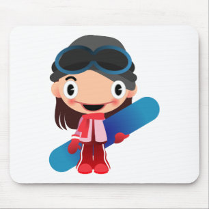Cartoonsnowboarder-Mädchen Mousepad