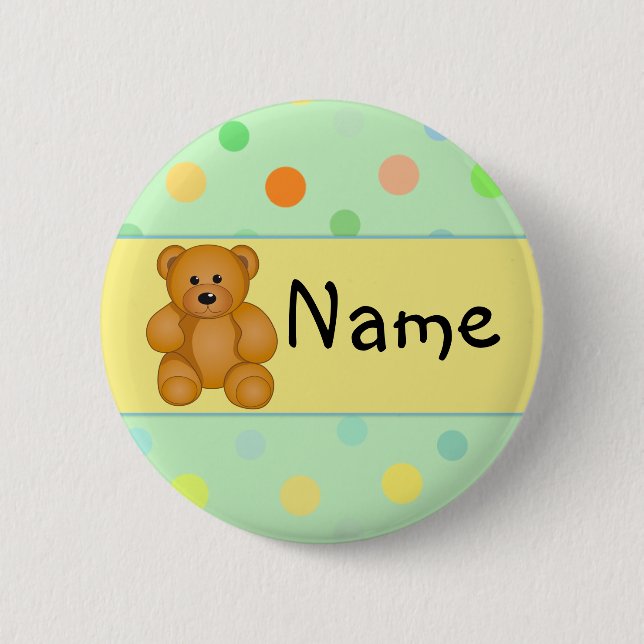 Cartoonteddy-Entwurf Button (Vorderseite)