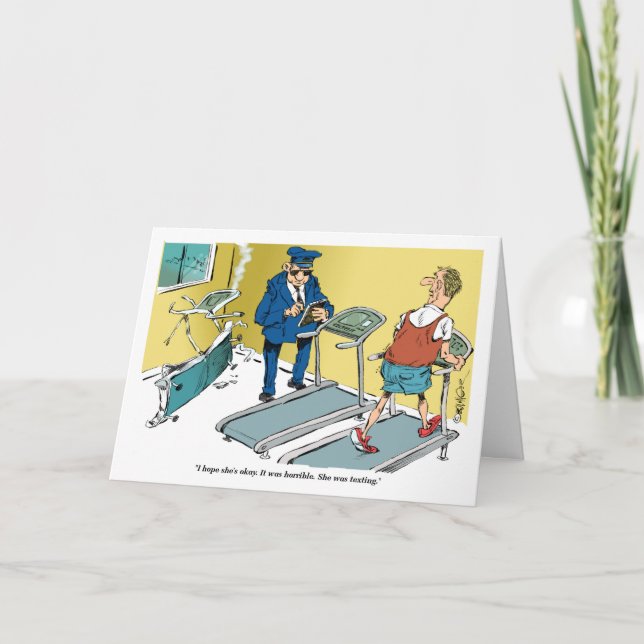 Cartoontretmühleunfall während der Übung Karte (Vorderseite)