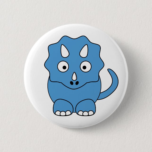CartoonTriceratops (blau) Button (Vorderseite)