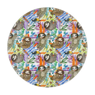 CartoonWatercolorsloth-Muster Schneidebrett