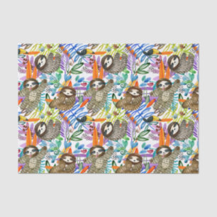 CartoonWatercolorsloth-Muster Seidenpapier