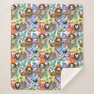 CartoonWatercolorsloth-Muster Sherpadecke