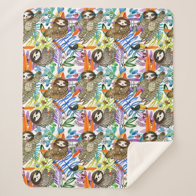 CartoonWatercolorsloth-Muster Sherpadecke (Vorderseite)