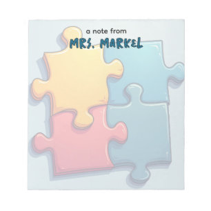 Cartoony Puzzle Pieces Teacher Geschenk Notizblock