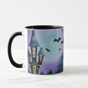 Cartoony Spuk House Full Moon Halloween Tasse