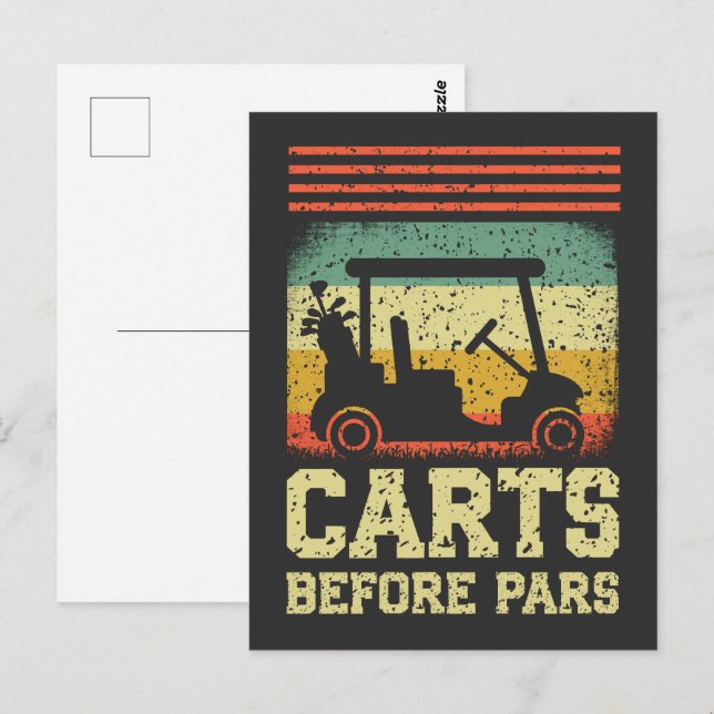 Carts vor Pars | Funny Golf Postkarte (Vorne/Hinten)