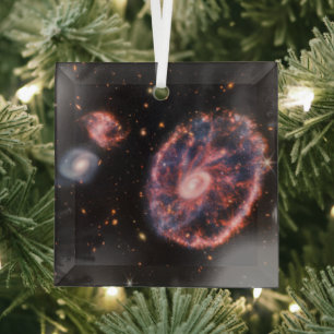 Cartwheel-Galaxie, James-Webb-Weltraumteleskop Ornament Aus Glas