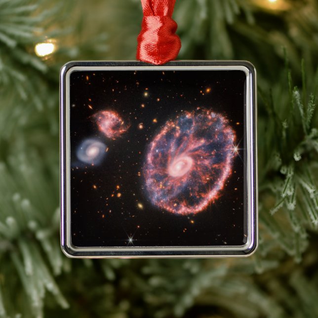 Cartwheel Galaxy, James Webb Space Telescope Ornament Aus Metall (Baum)
