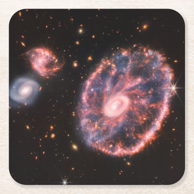 Cartwheel Galaxy JWST James Webb Space Telescope Rechteckiger Pappuntersetzer (Vorderseite)